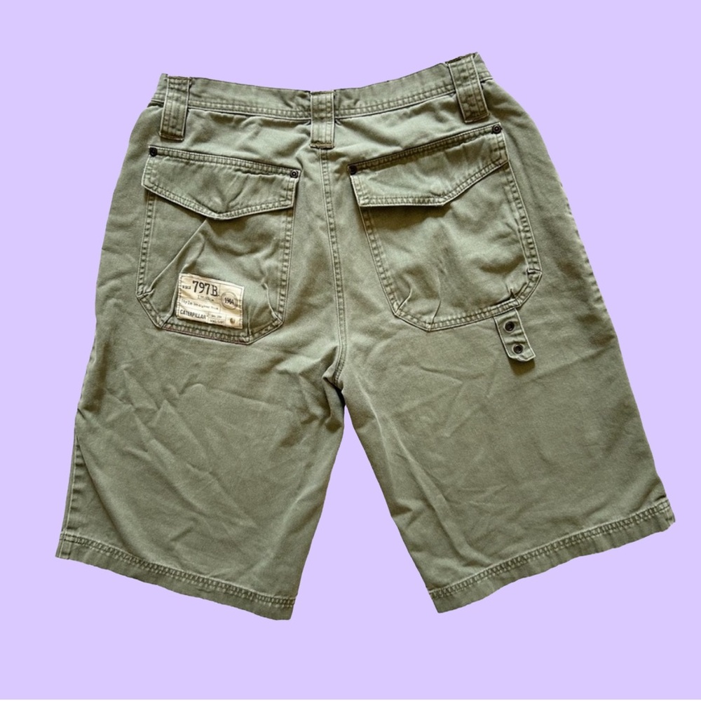 Y2K Cat Caterpillar Dad Shorts Green Size 30